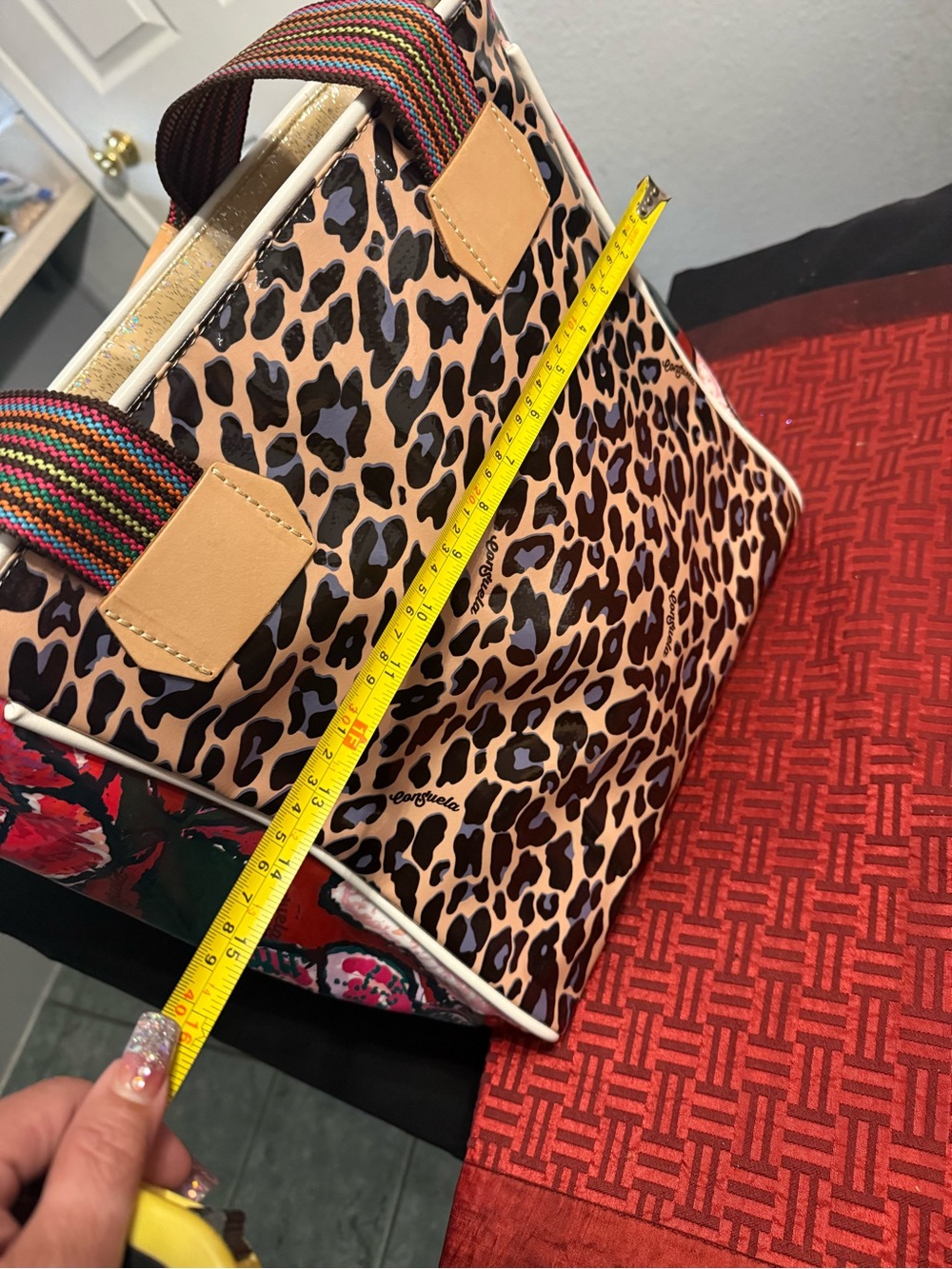 Consuela Leopard Print Tote with Multicolor Straps *Brand New* 14” and 14 1/2W - Picture 13 of 16